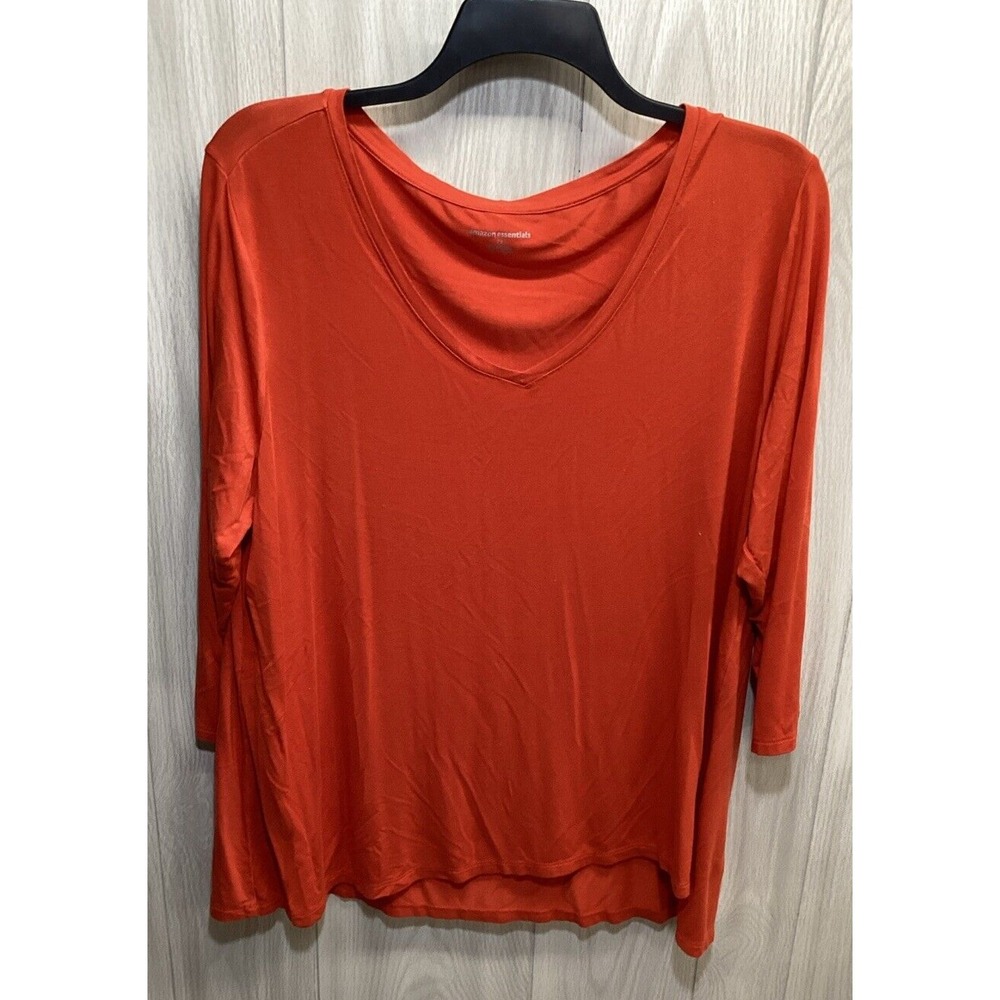 AMAZON ESSENTIALS Women's (Size 2X) 3/4 Sleeve‎ Scoop Neck Shirt Stretch S5G